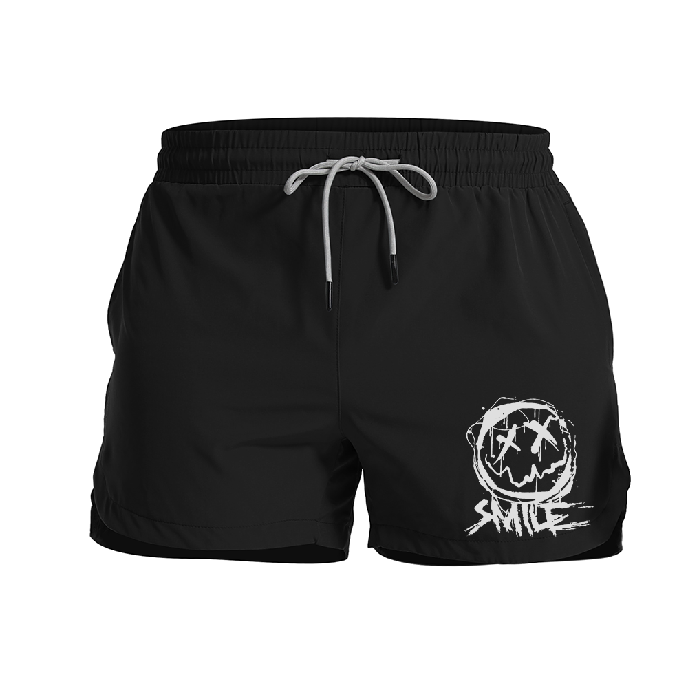 Graffiti Smiley 5-Inch Quick-Dry Shorts